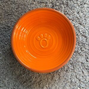Orange Cat Bowl with Paw Print